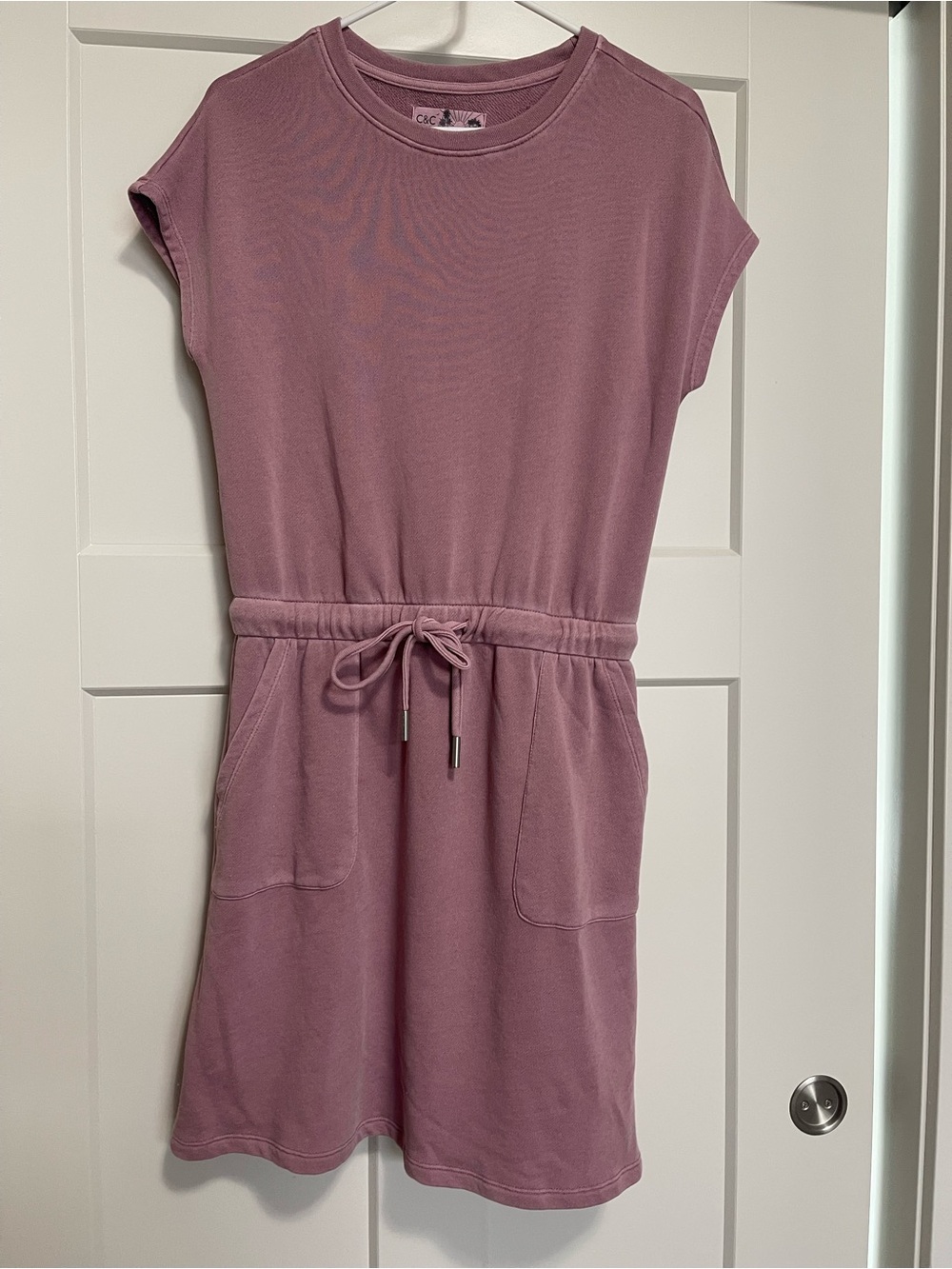 Casual Drawstring Pocket Dress - Dusty Mauve